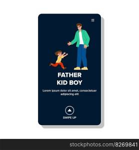father kid boy vector. son child, family parent, happy dad, man fun, lifestyle young father kid boy web flat cartoon illustration. father kid boy vector