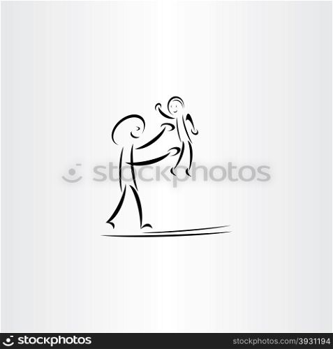 father man play with child vector drawing symbol