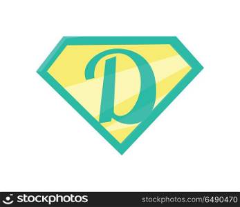 Father Superhero Symbol. Father superhero symbol. Super dad icon. Super dad shield in flat. Green yellow element. Simple drawing. Isolated vector illustration on white background.