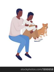 Father supporting child with anxiety semi flat color vector characters. Full body people on white. Supportive relationships isolated modern cartoon style illustration for graphic design and animation. Father supporting child with anxiety semi flat color vector characters