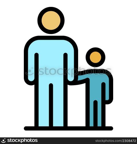 Father with son icon. Outline father with son vector icon color flat isolated. Father with son icon color outline vector
