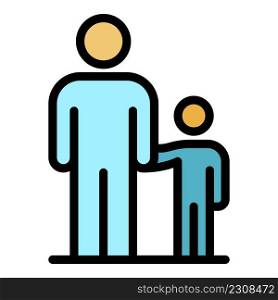 Father with son icon. Outline father with son vector icon color flat isolated. Father with son icon color outline vector