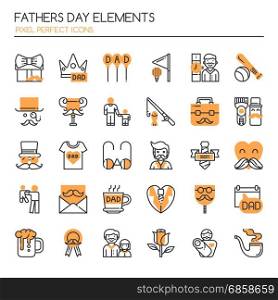 Fathers Day Elements , Thin Line and Pixel Perfect Icons