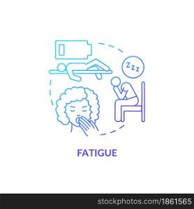 Fatigue blue gradient concept icon. Fluid and electrolytes loss can cause fatigue. Low energy and weakness. Dehydration abstract idea thin line illustration. Vector isolated outline color drawing.. Fatigue blue gradient concept icon