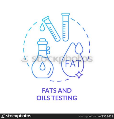Fats and oils testing blue gradient concept icon. Food manufacturer abstract idea thin line illustration. Measuring oxidation state. Isolated outline drawing. Myriad Pro-Bold font used. Fats and oils testing blue gradient concept icon