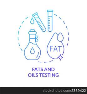 Fats and oils testing blue gradient concept icon. Food manufacturer abstract idea thin line illustration. Measuring oxidation state. Isolated outline drawing. Myriad Pro-Bold font used. Fats and oils testing blue gradient concept icon
