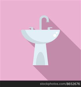Faucet basin icon flat vector. Water pipeline. Sewer construction. Faucet basin icon flat vector. Water pipeline