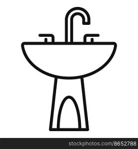 Faucet basin icon outline vector. Water pipeline. Sewer construction. Faucet basin icon outline vector. Water pipeline