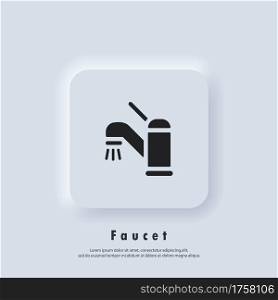 Faucet icon. Faucet logo. Vector. UI icon. Neumorphic UI UX white user interface web button.