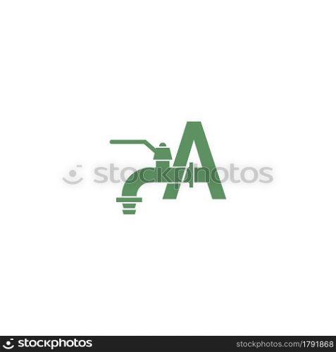 Faucet icon with letter A logo design vector template