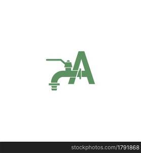 Faucet icon with letter A logo design vector template