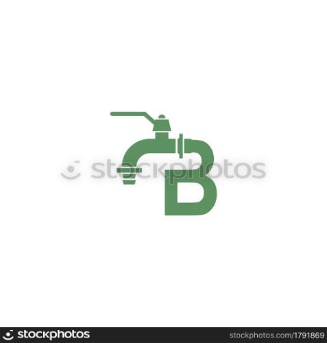 Faucet icon with letter B logo design vector template