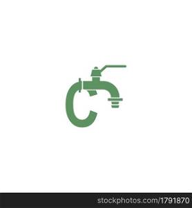 Faucet icon with letter C logo design vector template