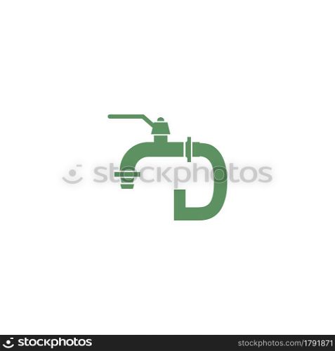 Faucet icon with letter D logo design vector template