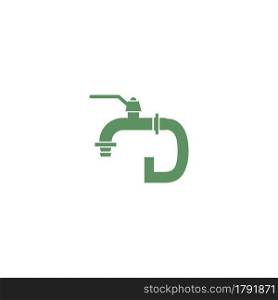 Faucet icon with letter D logo design vector template