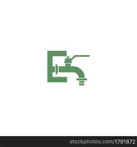 Faucet icon with letter E logo design vector template