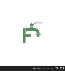 Faucet icon with letter F logo design vector template