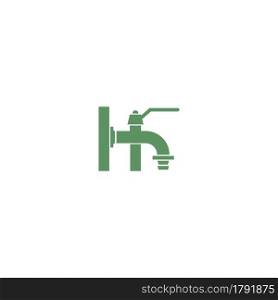 Faucet icon with letter H logo design vector template