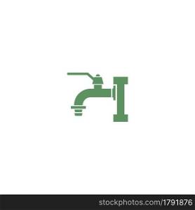Faucet icon with letter I logo design vector template