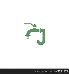 Faucet icon with letter J logo design vector template