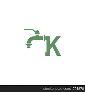 Faucet icon with letter K logo design vector template