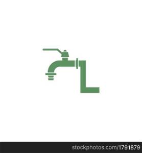 Faucet icon with letter L logo design vector template