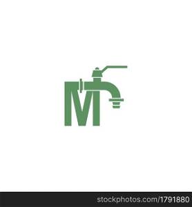 Faucet icon with letter M logo design vector template