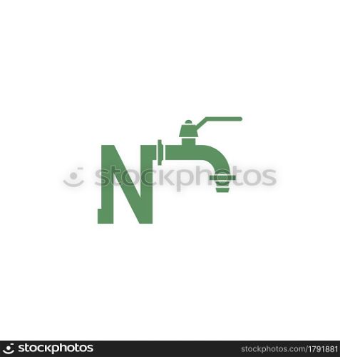 Faucet icon with letter N logo design vector template