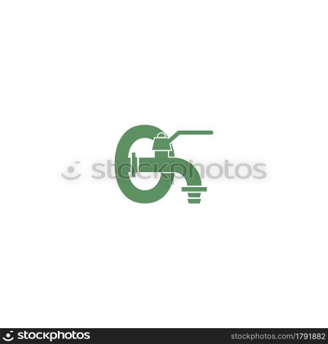 Faucet icon with letter O logo design vector template