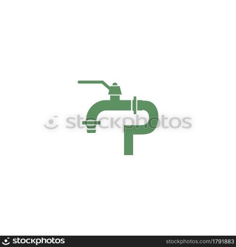 Faucet icon with letter P logo design vector template