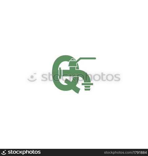 Faucet icon with letter Q logo design vector template