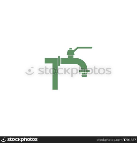 Faucet icon with letter T logo design vector template