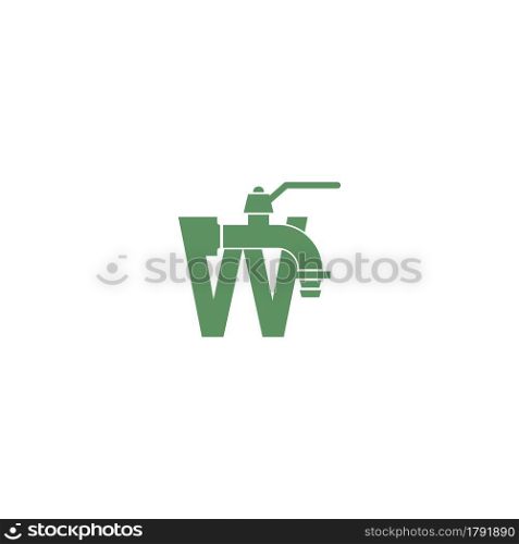 Faucet icon with letter W logo design vector template