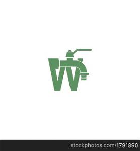 Faucet icon with letter W logo design vector template