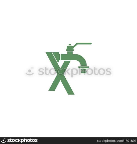 Faucet icon with letter X logo design vector template