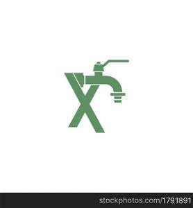 Faucet icon with letter X logo design vector template