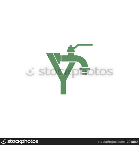 Faucet icon with letter Y logo design vector template