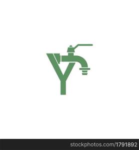 Faucet icon with letter Y logo design vector template