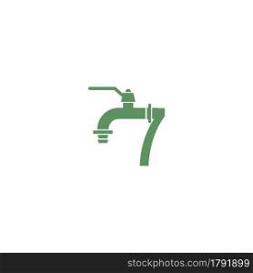 Faucet icon with number 7 logo design vector template