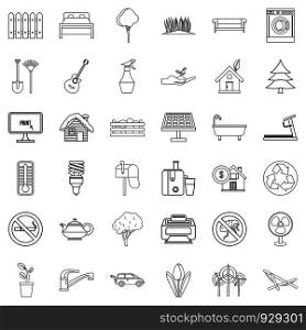 Faucet icons set. Outline style of 36 faucet vector icons for web isolated on white background. Faucet icons set, outline style