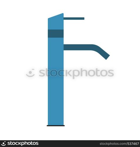 Faucet side view symbol equipment water tap vector icon. Household blue bathroom sink pipe isolated illustration