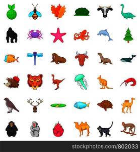 Fauna icons set. Cartoon style of 36 fauna vector icons for web isolated on white background. Fauna icons set, cartoon style