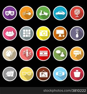 Favorite and like flat icons with long shadow, stock vector