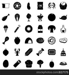 Favorite food icons set. Simple style of 36 favorite food vector icons for web isolated on white background. Favorite food icons set, simle style