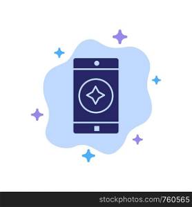 Favorite Mobile, Mobile, Mobile Application Blue Icon on Abstract Cloud Background