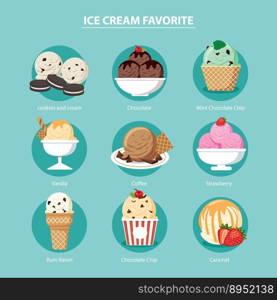 Favorite of ice cream set flat design vector image
