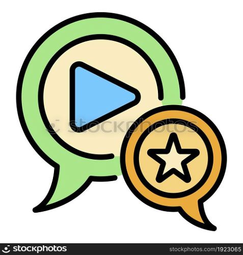 Favorite video blog icon. Outline favorite video blog vector icon color flat isolated on white. Favorite video blog icon color outline vector