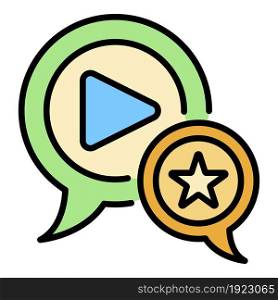 Favorite video blog icon. Outline favorite video blog vector icon color flat isolated on white. Favorite video blog icon color outline vector