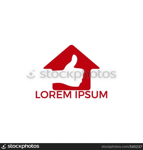 Favourite Home vector logo design. House with thumbs up logo design. Real estate symbol.