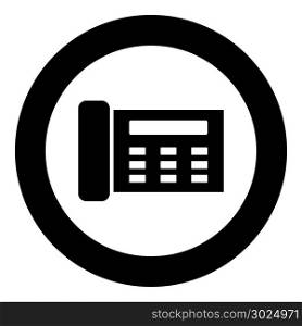 Fax black icon in circle vector illustration isolated